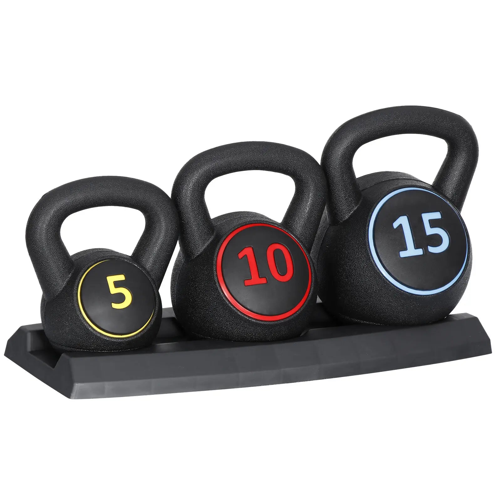 3-Piece Kettlebell Set Fitness Strength Training Exercise with Base Home Gym