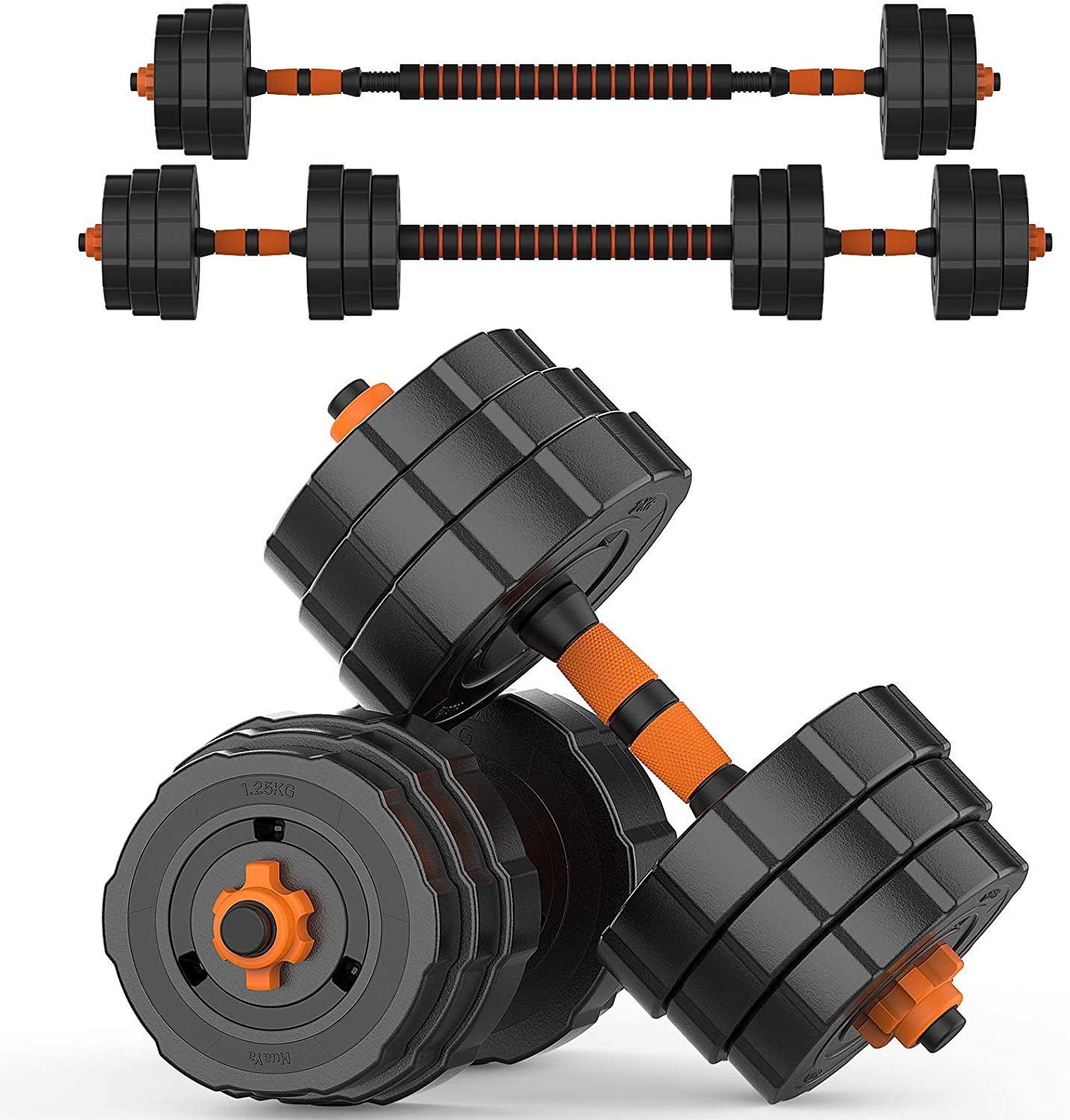 Adjustable Weights Dumbbells Set, 44Lbs  2 in 1 Weights Barbell Dumbbells Non-Slip Neoprene Hand with Connecting Rod for Adults Women Men Fitness,Home Gym Exercise Training Equipment YA018