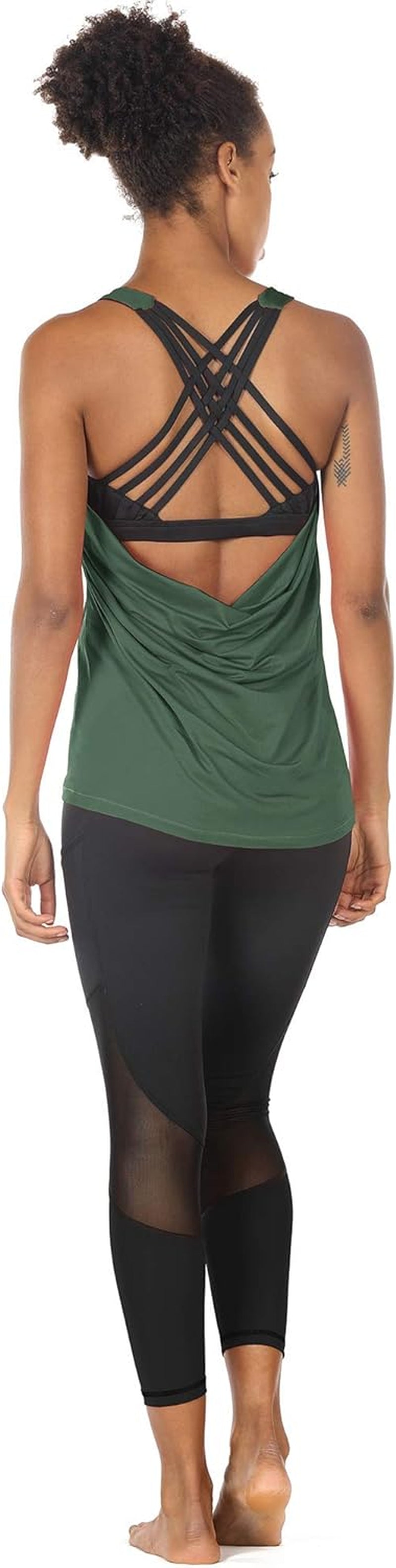 Yoga Tops Workouts Clothes Activewear Built in Bra Tank Tops for Women