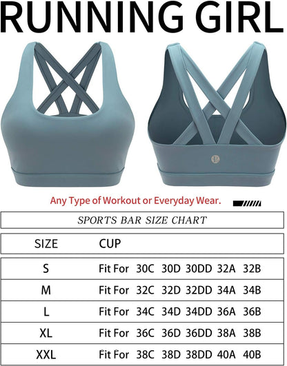 Sports Bra for Women, Criss-Cross Back Padded Strappy Sports Bras Medium Support Yoga Bra with Removable Cups